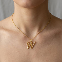 W Necklace | Initial & Letter W Pendant, Gold & Silver