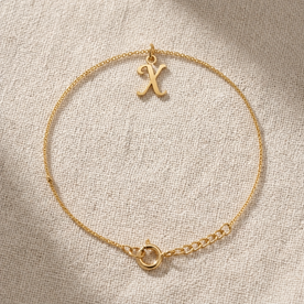 X Bracelet | Initial & Letter X Charm, Gold & Silver