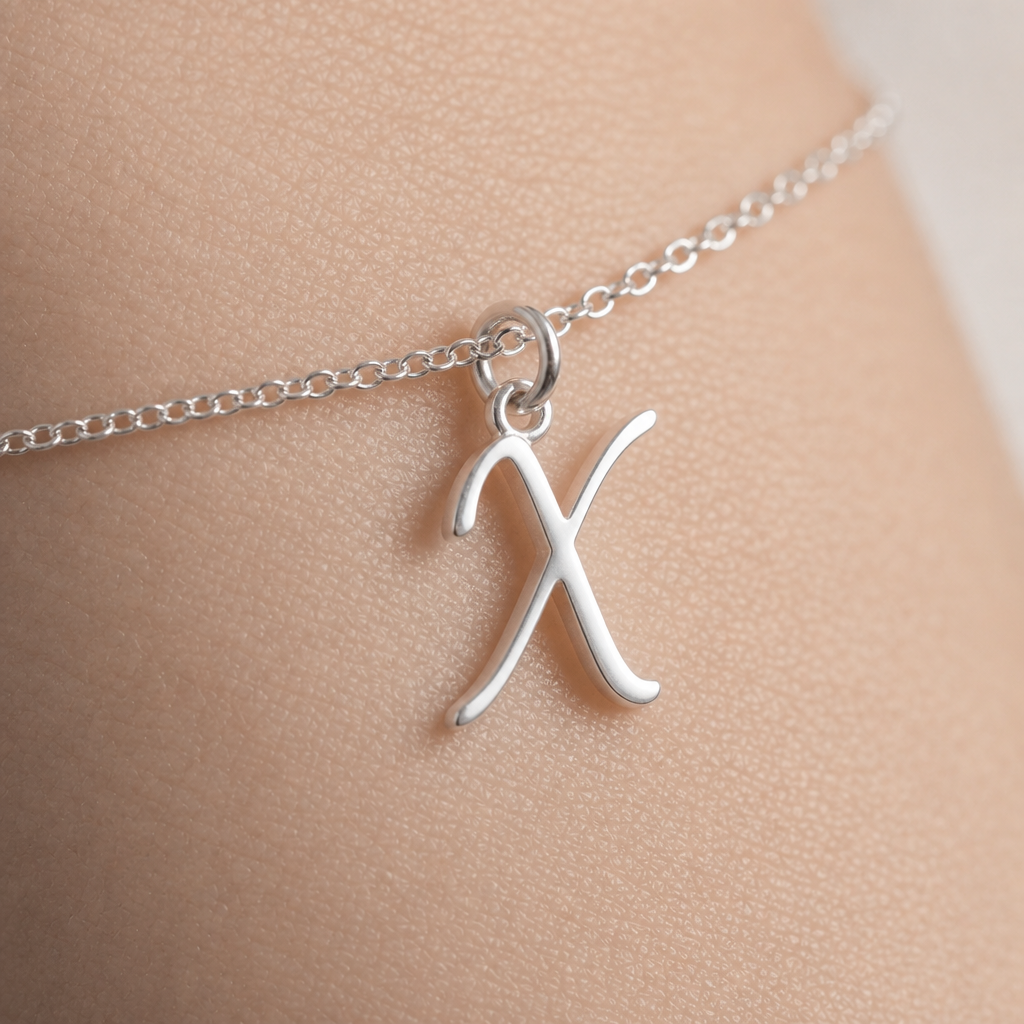 X Bracelet | Initial & Letter X Charm, Gold & Silver