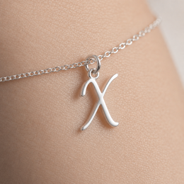 X Bracelet | Initial & Letter X Charm, Gold & Silver