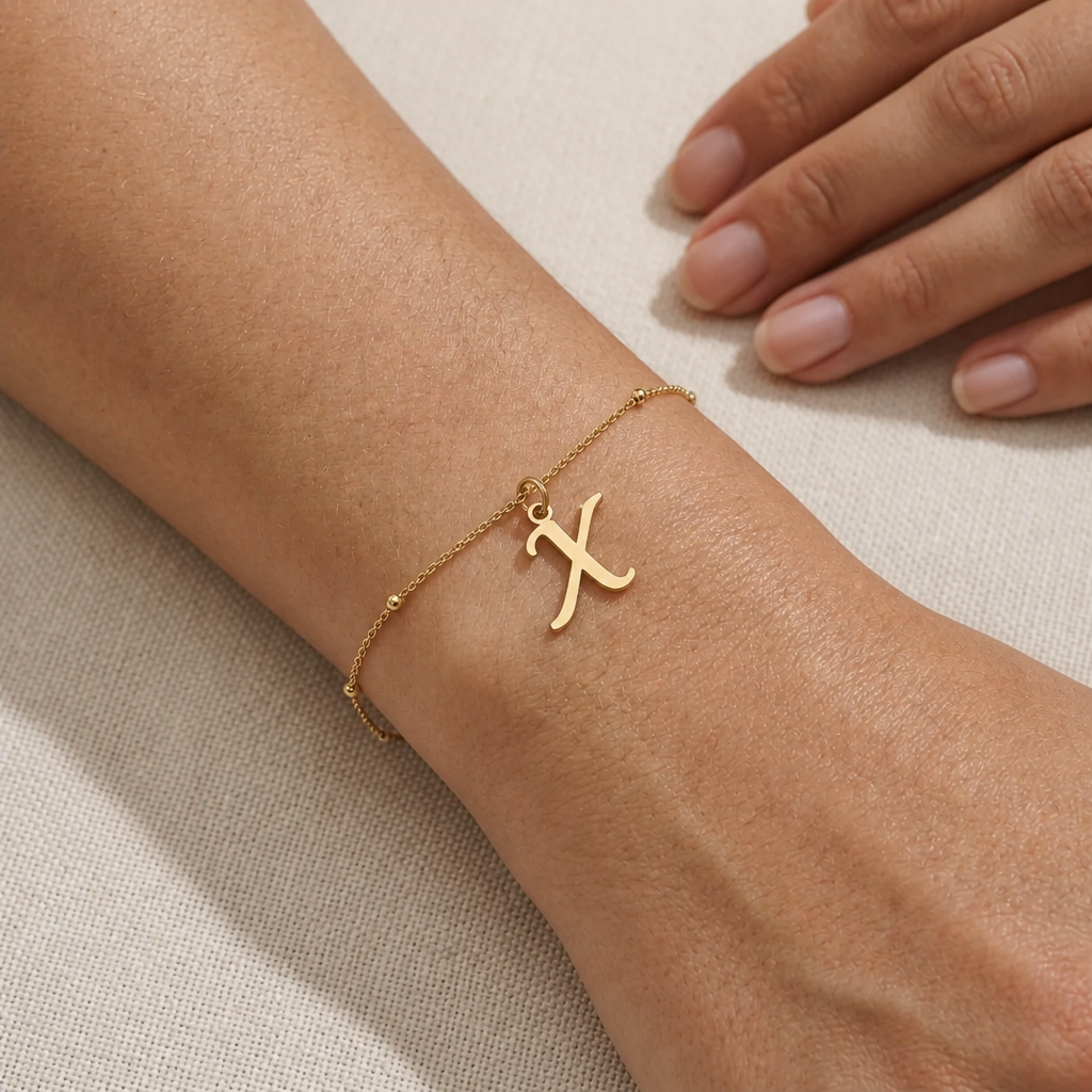 X Bracelet | Initial & Letter X Charm, Gold & Silver