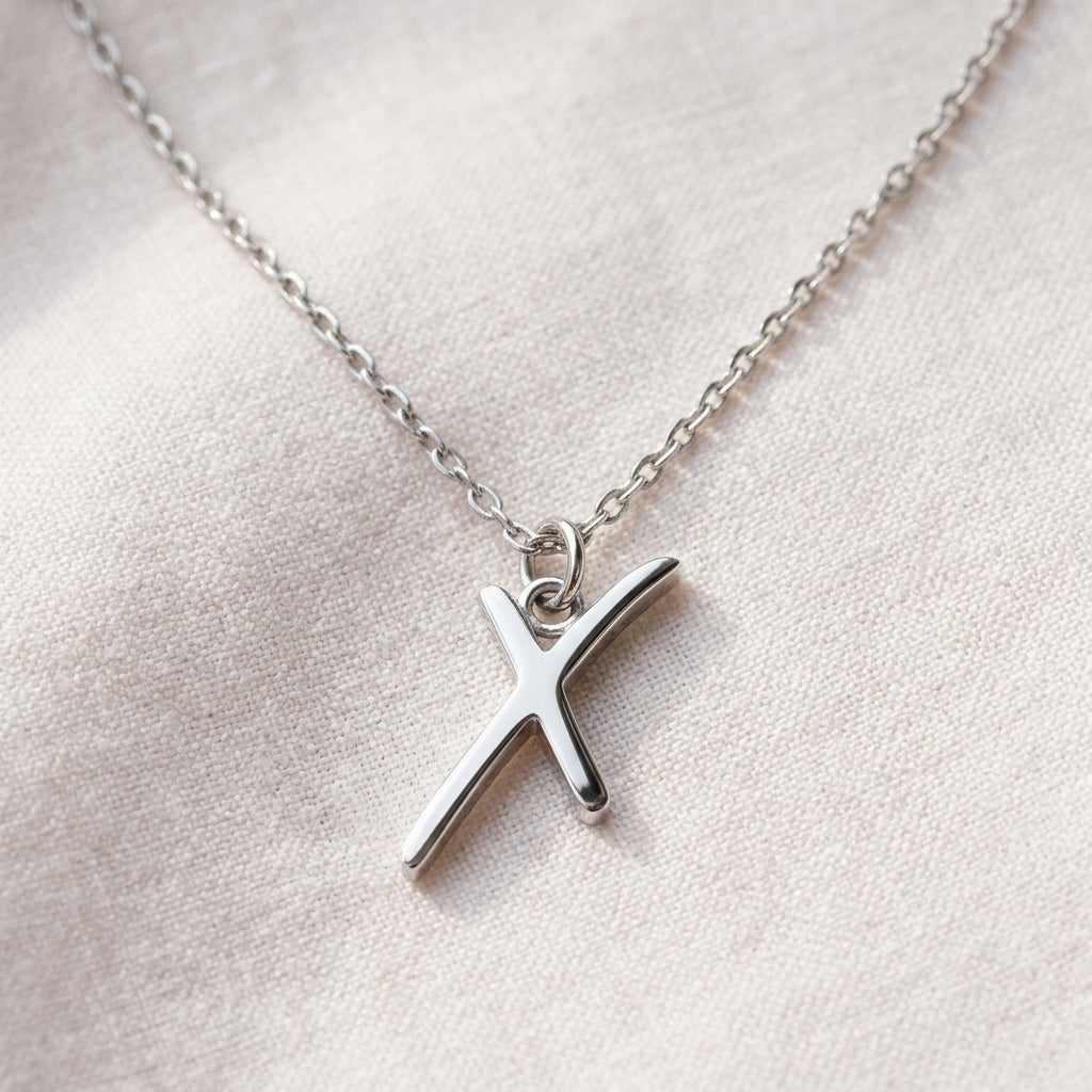 X Necklace | Initial & Letter X Pendant, Gold & Silver