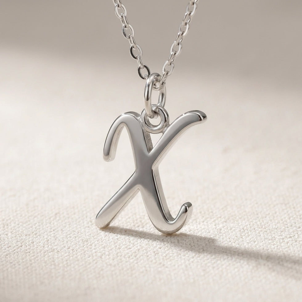 Collana X | Ciondolo con iniziale e lettera X, oro e argento