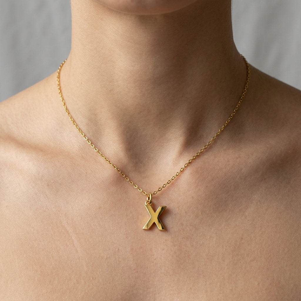 X Necklace | Initial & Letter X Pendant, Gold & Silver