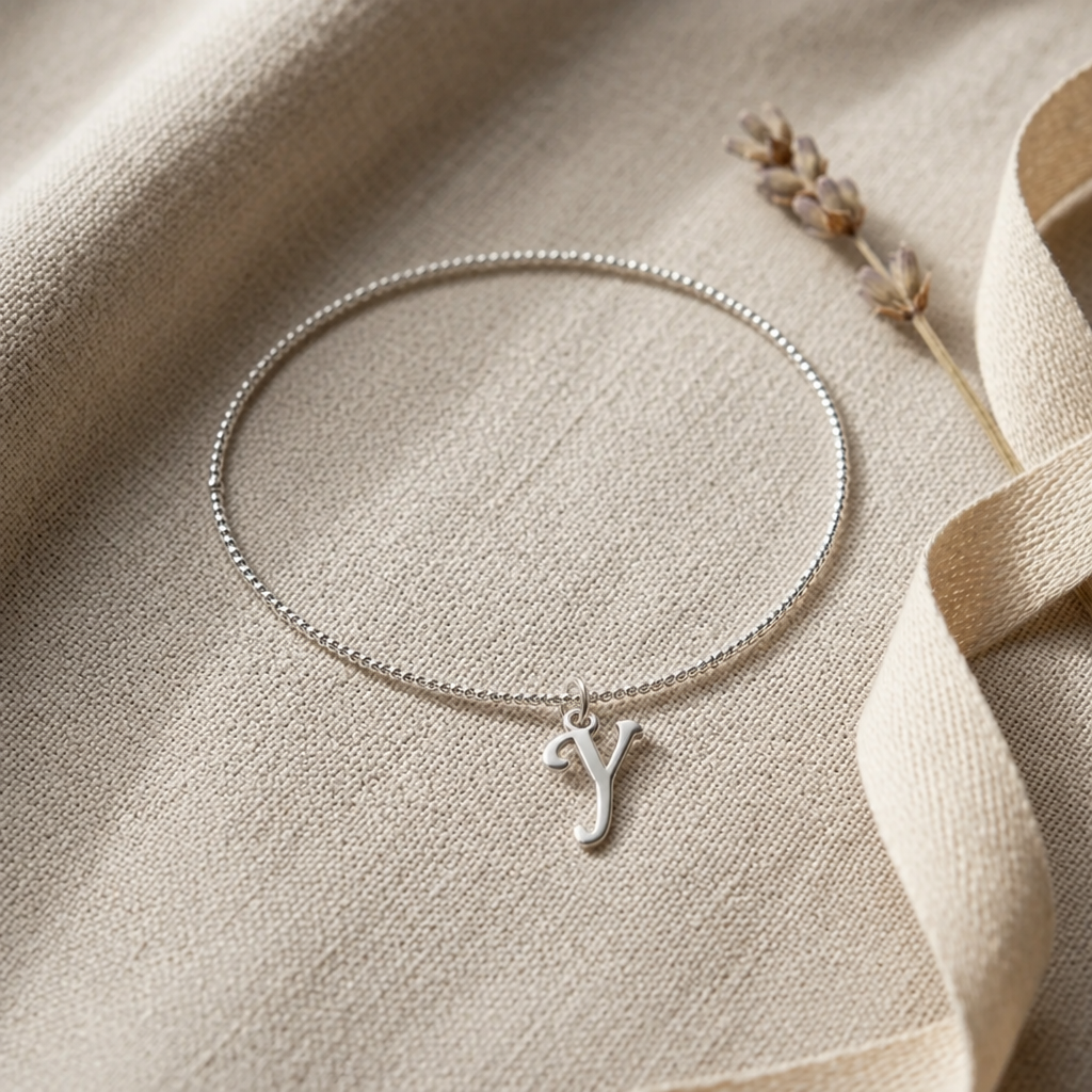 Y Bracelet | Initial & Letter Y Charm, Gold & Silver