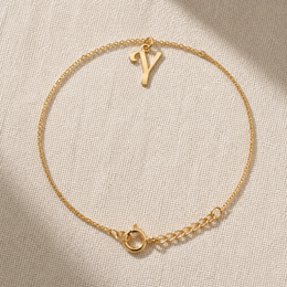 Y Bracelet | Initial & Letter Y Charm, Gold & Silver