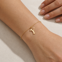 Y Bracelet | Initial & Letter Y Charm, Gold & Silver