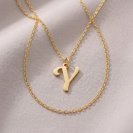 Y Necklace | Initial & Letter Y Pendant, Gold & Silver