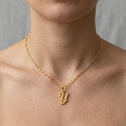 Y Necklace | Initial & Letter Y Pendant, Gold & Silver
