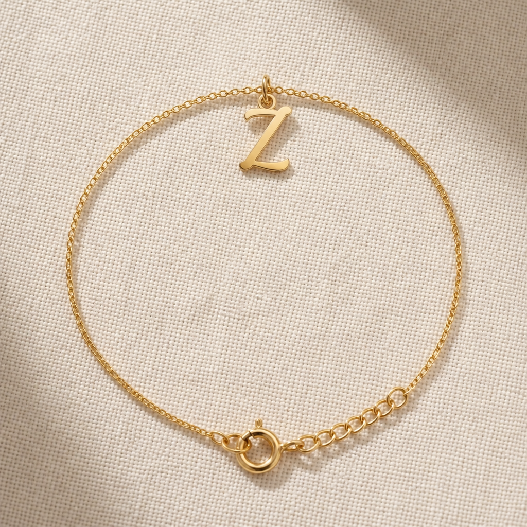 Z Bracelet | Initial & Letter Z Charm, Gold & Silver