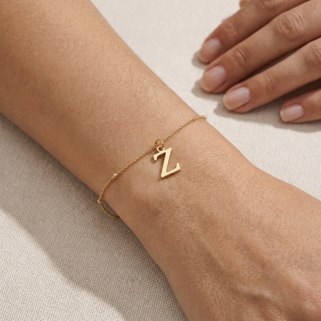 Z Bracelet | Initial & Letter Z Charm, Gold & Silver