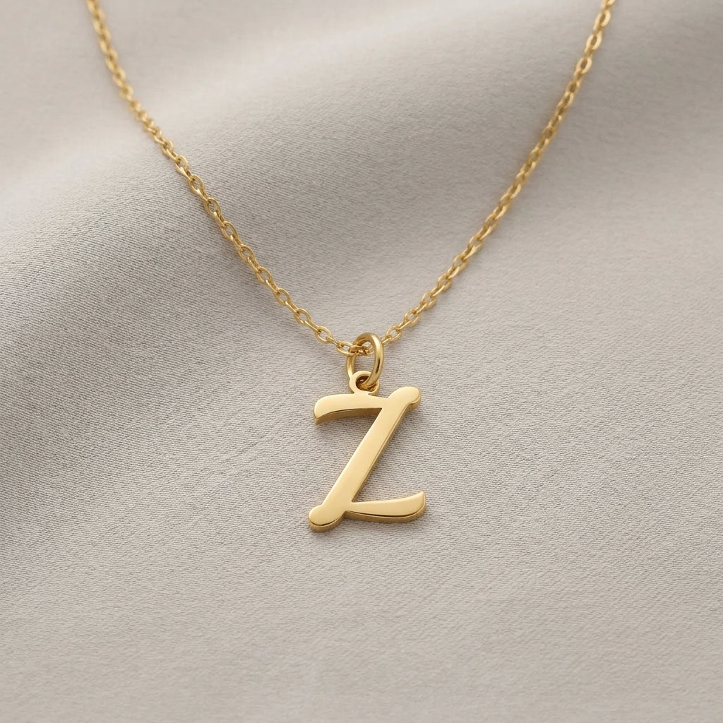 Z Necklace | Initial & Letter Z Pendant, Gold & Silver