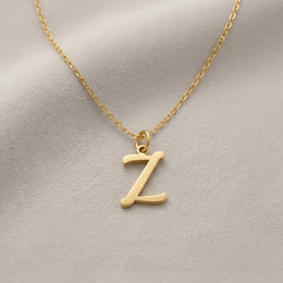 Z Necklace | Initial & Letter Z Pendant, Gold & Silver