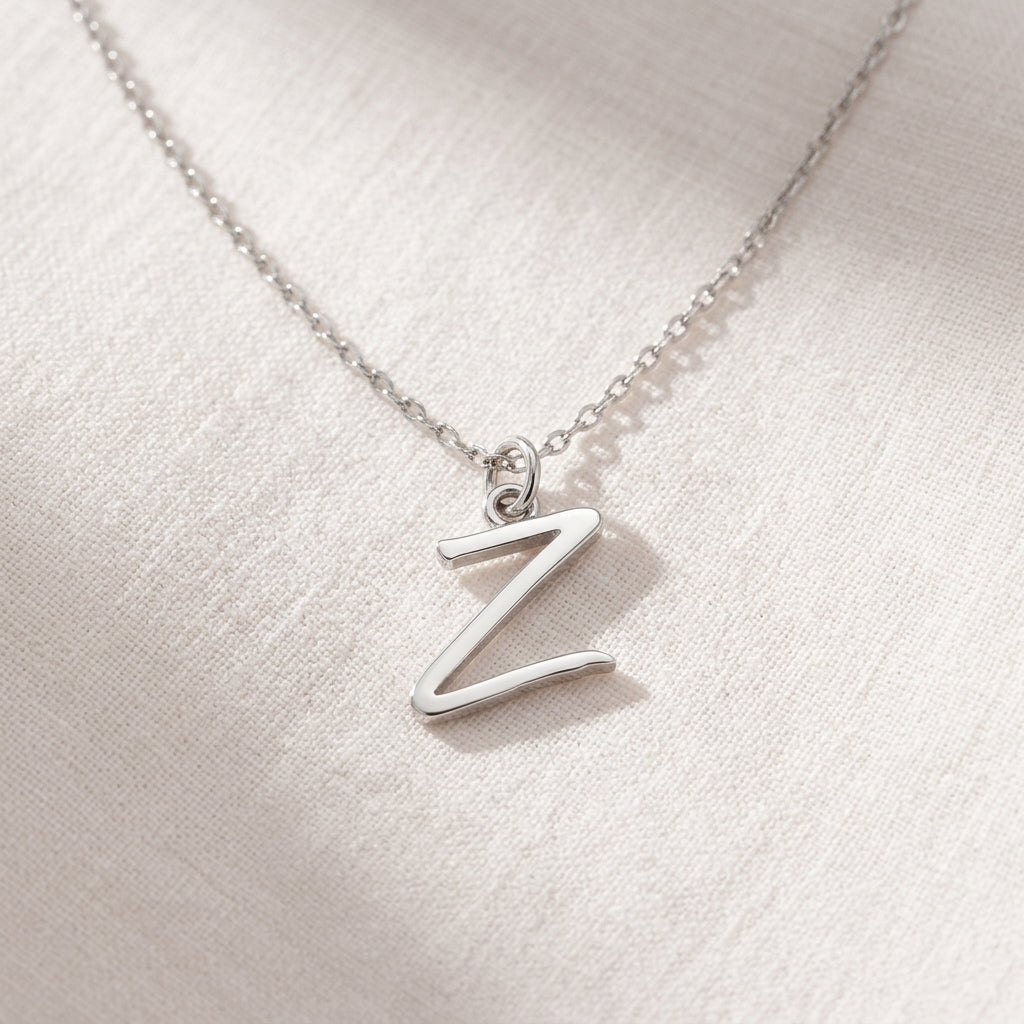 Z Necklace | Initial & Letter Z Pendant, Gold & Silver