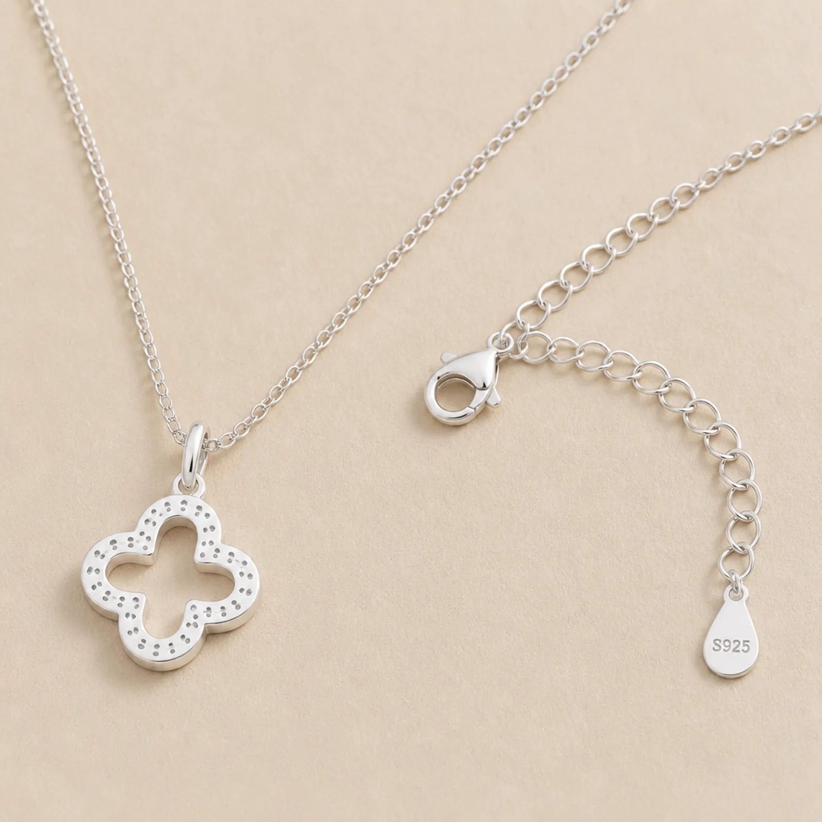 Cubic Zirconia Open Quatrefoil Necklace – Elegant Clover Design Pendant