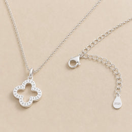 Cubic Zirconia Open Quatrefoil Necklace – Elegant Clover Design Pendant