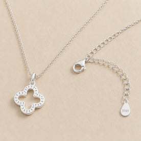 Cubic Zirconia Open Quatrefoil Necklace – Elegant Clover Design Pendant