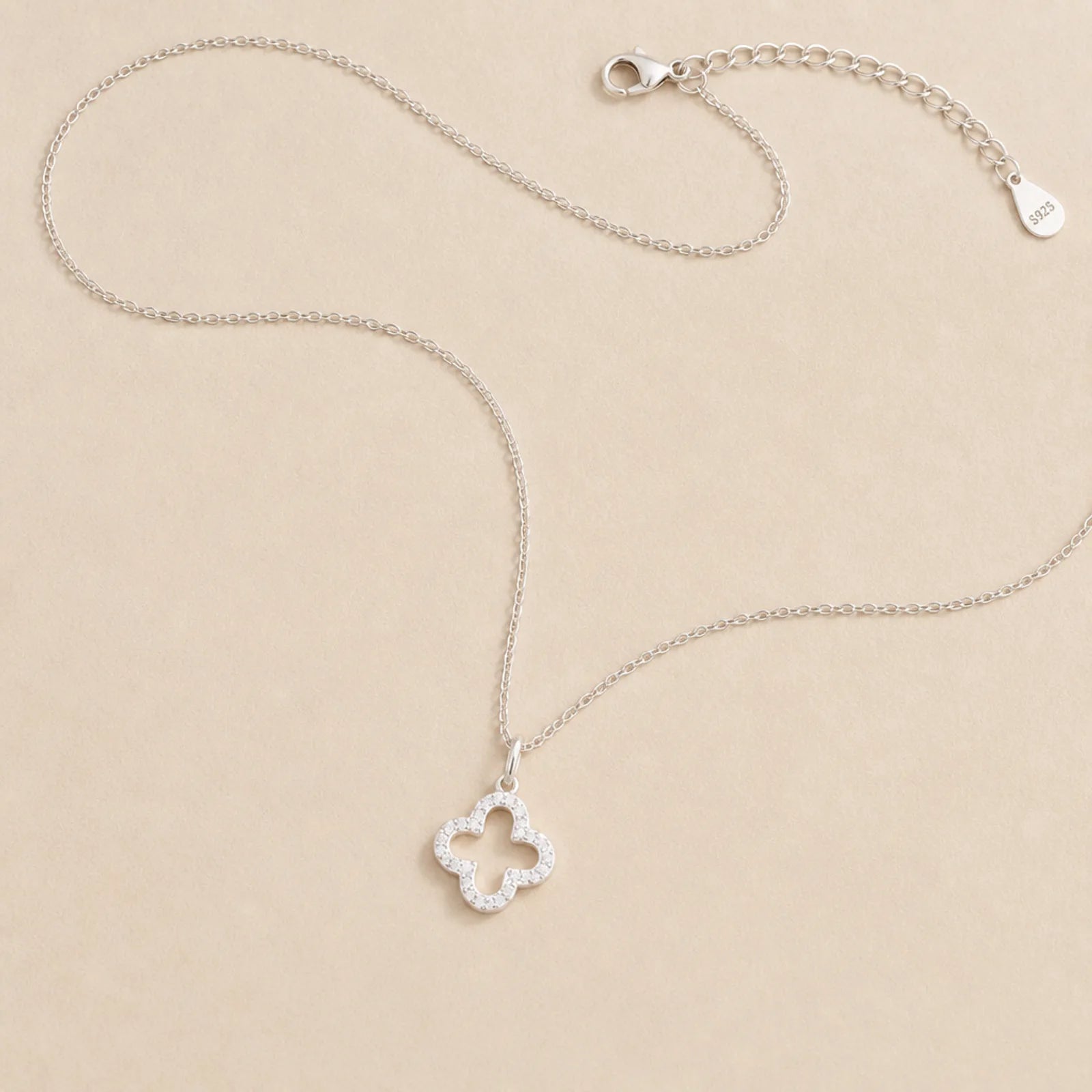 Cubic Zirconia Open Quatrefoil Necklace – Elegant Clover Design Pendant