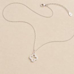 Cubic Zirconia Open Quatrefoil Necklace – Elegant Clover Design Pendant
