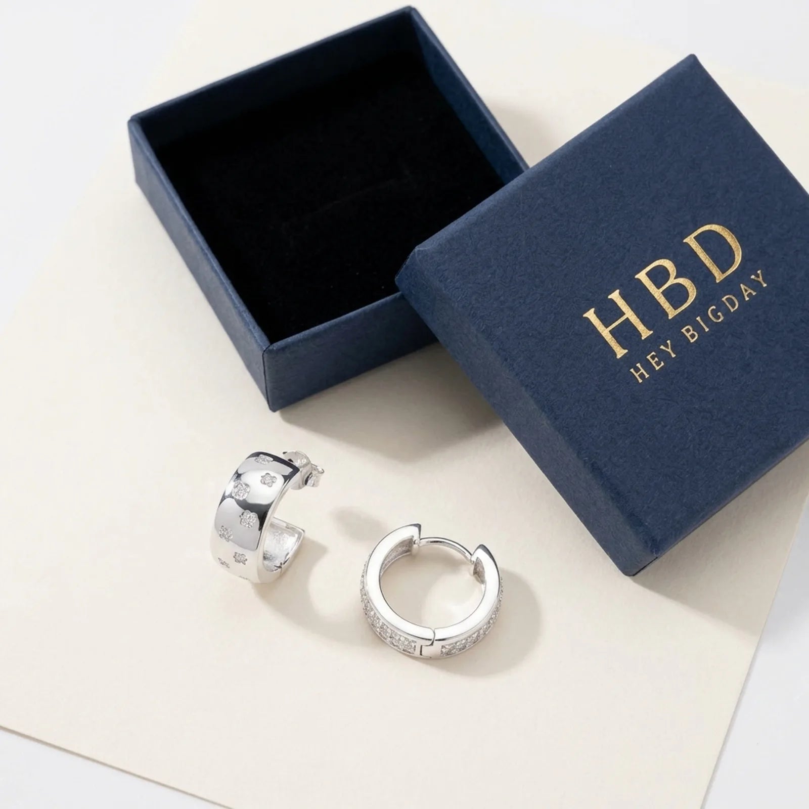 Cubic Zirconia Star Hoop Earrings – Elegant Polished Hoops with Celestial Detail