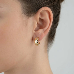 Cubic Zirconia Star Hoop Earrings – Elegant Polished Hoops with Celestial Detail